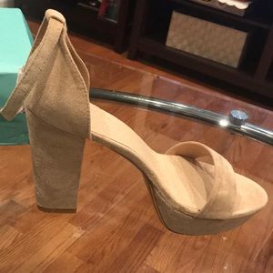 NEW! Nude Platform block heel ankle strap